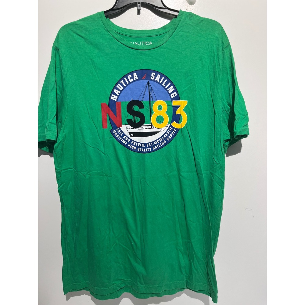 Nautica‎ Mens XXL Green Sailing NS83 Graphic Print Cotton T-Shirt Short Sleeve